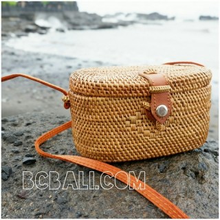 ethnic hand woven grass ata small bags handmade leather strap 